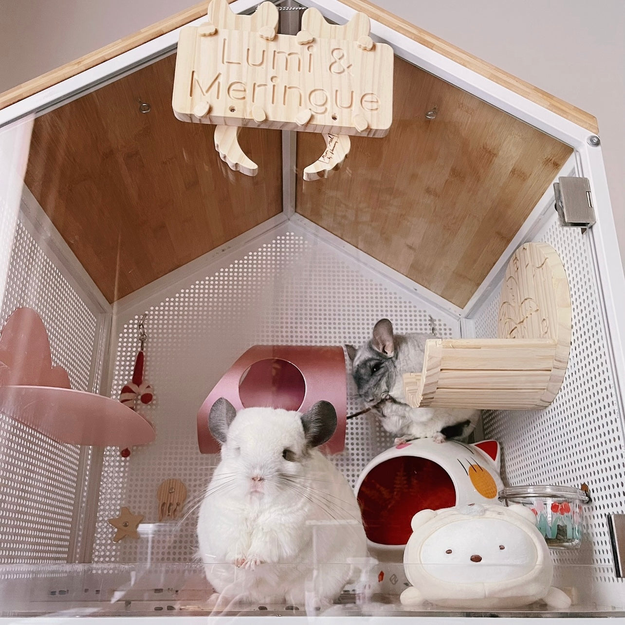 Mini-mal: Custom Wooden Cage Name Tags (Chinchilla)
