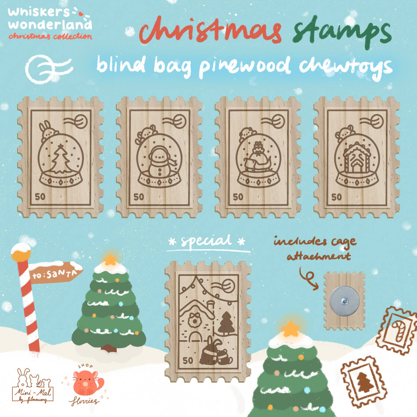 Whiskers Wonderland: Christmas Stamps Blind Bag Chewtoys