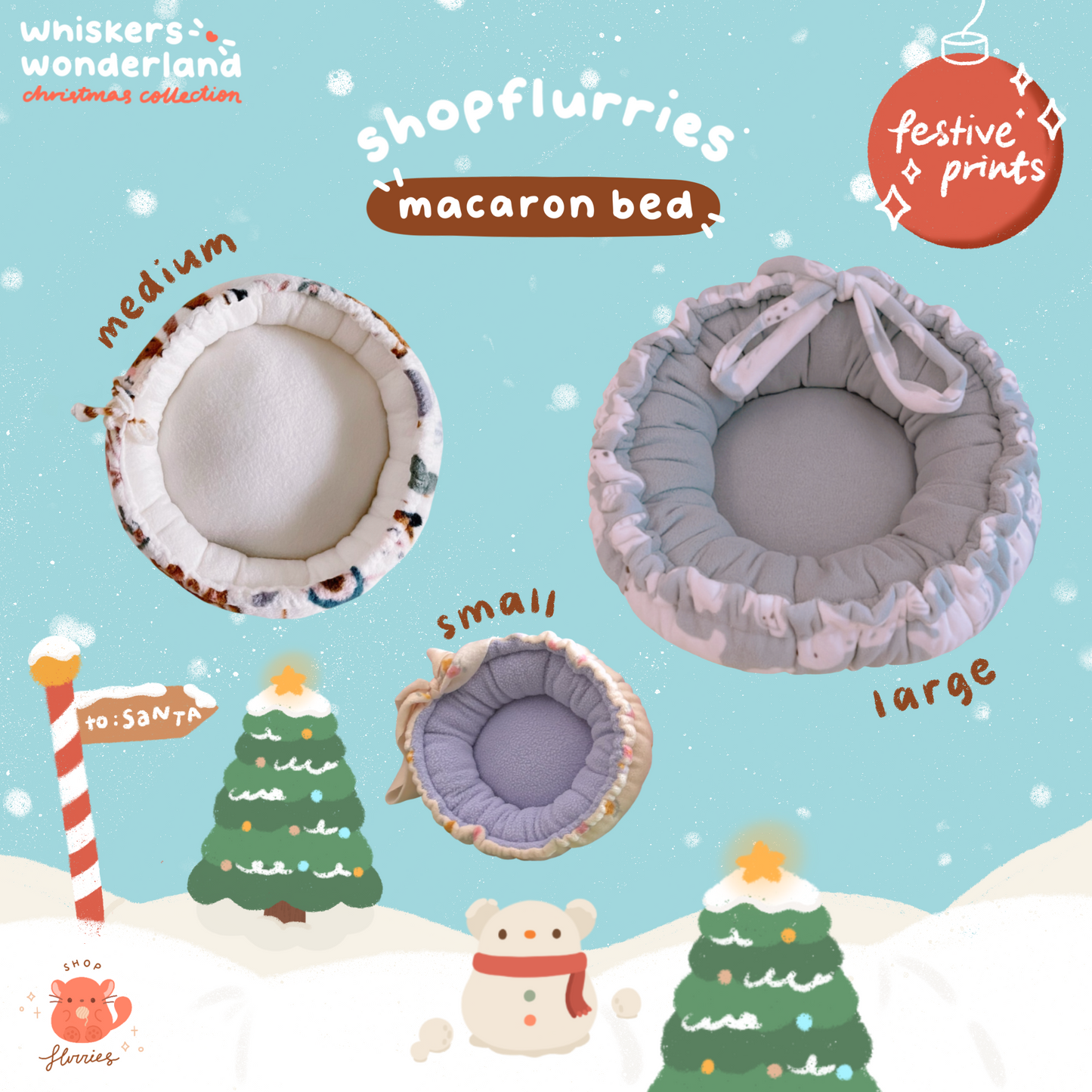 Whiskers Wonderland: Festive Macaron Beds