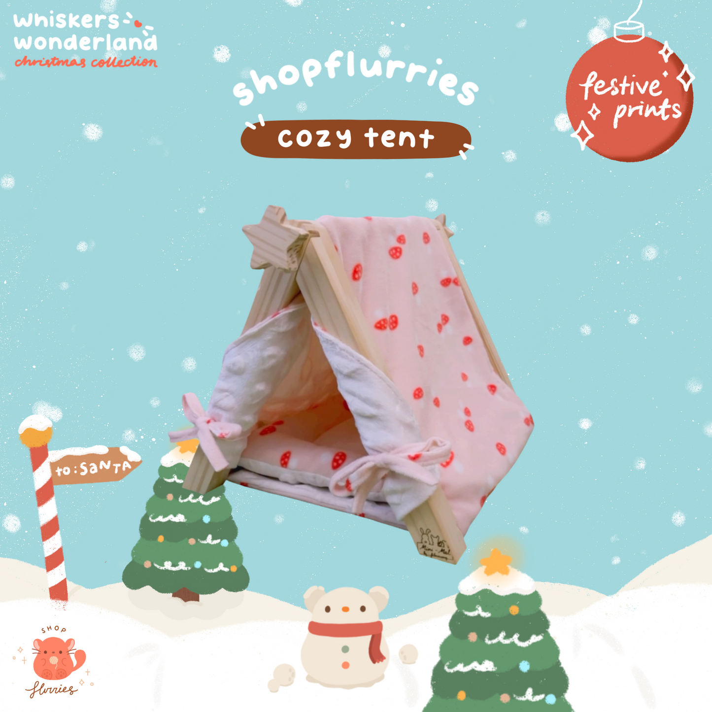 Whiskers Wonderland: Festive Cozy Teepee Tent