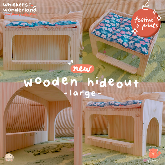 Whiskers Wonderland: Festive Wooden Hideout (L)