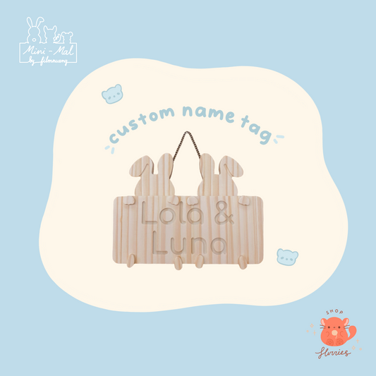 Mini-mal: Custom Wooden Cage Name Tags (Bunny)