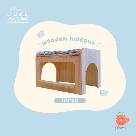 Mini-mal Wooden Hideout with Cushion (Large) -Bunny Size-